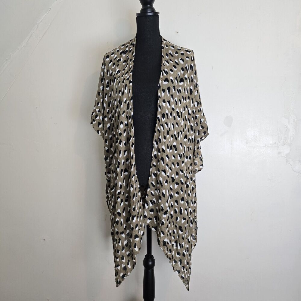 Moss Rose Swim Cover Up Women OS Kimono Style Beachy Animal Print Open Front